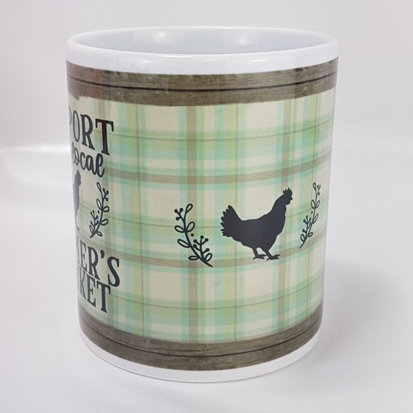 Vintage Statement Mug Teacup Support Your Local Farmers Market Graphic Quote - Picture 8 of 14